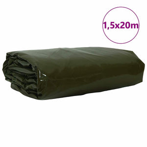 vidaXL Tarp 650g/m² Olive Green 1.5 x 20 m Canvas with PVC Coating
