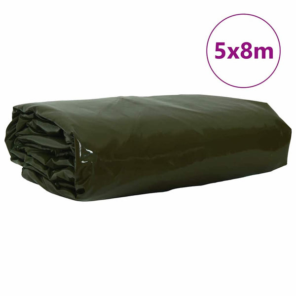 vidaXL Tarpaulin 650g / m² Olive Green 5 x 8 m Canvas with PVC Coating
