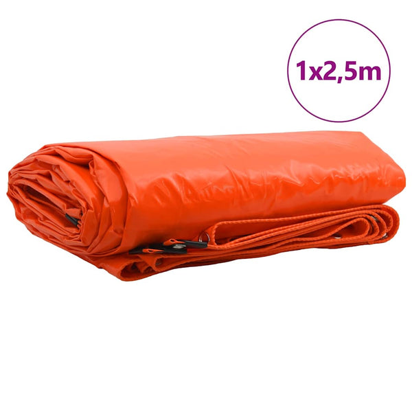 vidaXL Tarpaulin 650g/m² Orange 1 x 2.5 m Canvas with PVC Coating