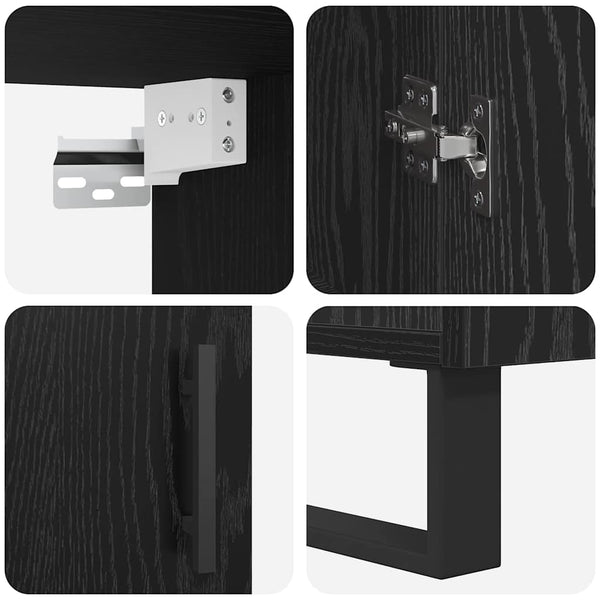vidaXL Highboard 2 pcs Black Oak Look Engineered Wood