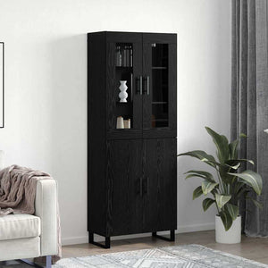 vidaXL Highboard 2 pcs Black Oak Look Engineered Wood