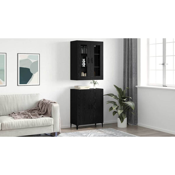 vidaXL Highboard 2 pcs Black Oak Look Engineered Wood