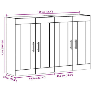 vidaXL Wall-Mounted Cabinets 2 pcs Reclaimed Wood 69.5 x 34 x 90 cm
