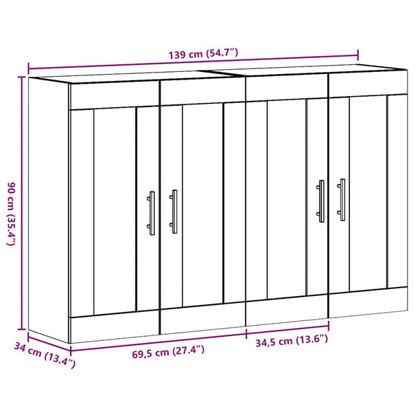 vidaXL Wall-Mounted Cabinets 2 pcs Artisan Oak and Black