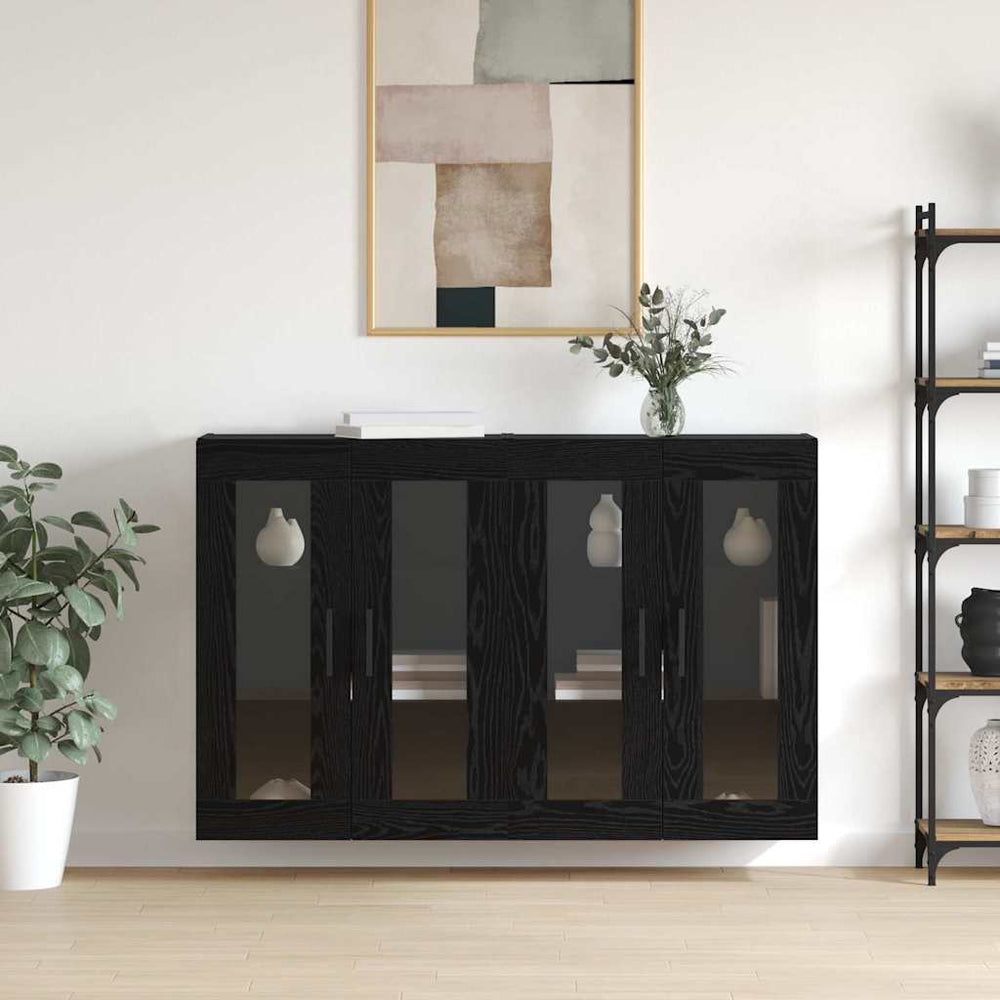 vidaXL Wall-Mounted Cabinets 2 pcs Black Oak Look