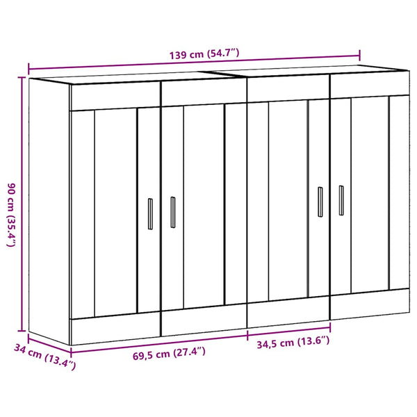 vidaXL Wall-Mounted Cabinets 2 pcs Artisan Oak 69.5x34x90 cm