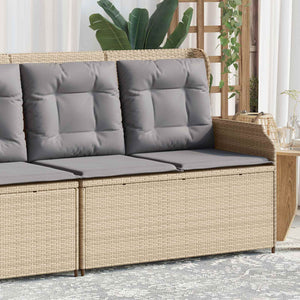 vidaXL Garden Bench with Cushions Beige and Grey Poly Rattan