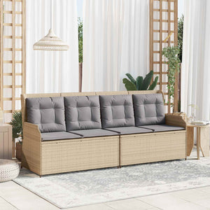 vidaXL Garden Bench with Cushions Beige and Grey Poly Rattan