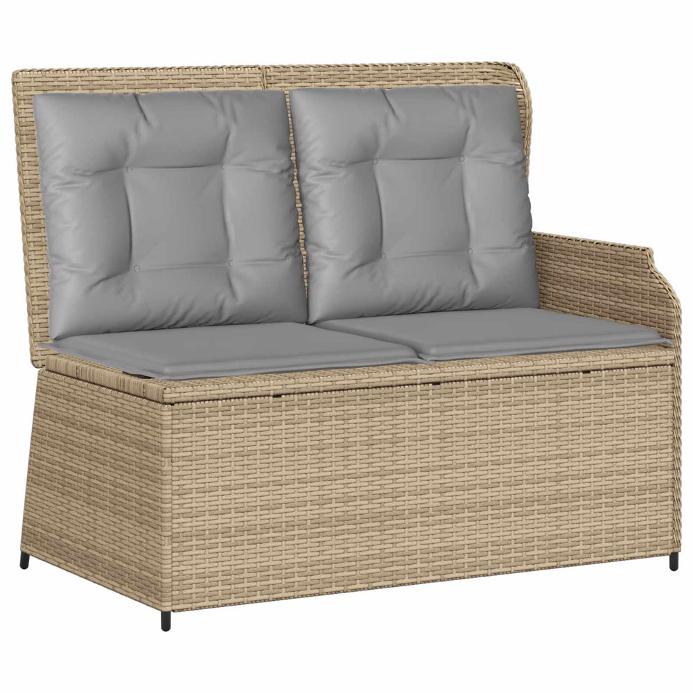 vidaXL Garden Bench with Cushions Beige and Grey Poly Rattan