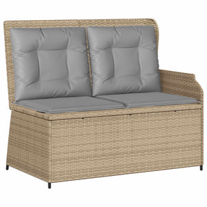 vidaXL Garden Bench with Cushions Beige and Grey Poly Rattan