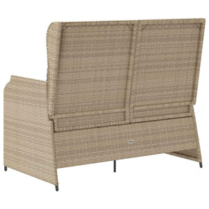 vidaXL Garden Bench with Cushions Beige and Grey Poly Rattan