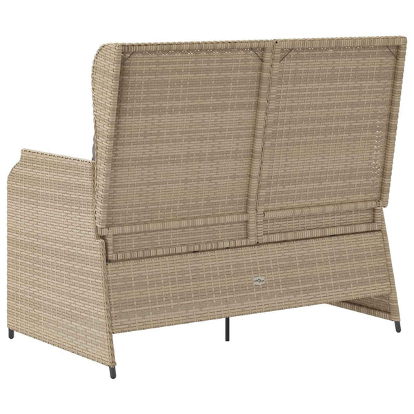 vidaXL Garden Bench with Cushions Beige and Grey Poly Rattan