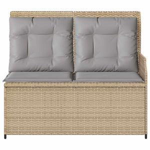 vidaXL Garden Bench with Cushions Beige and Grey Poly Rattan