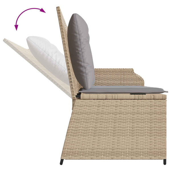 vidaXL Garden Bench with Cushions Beige and Grey Poly Rattan