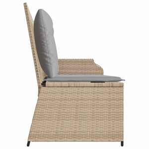 vidaXL Garden Bench with Cushions Beige and Grey Poly Rattan