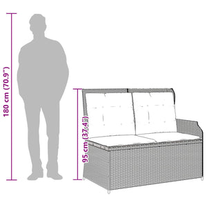 vidaXL Garden Bench with Cushions Beige and Grey Poly Rattan