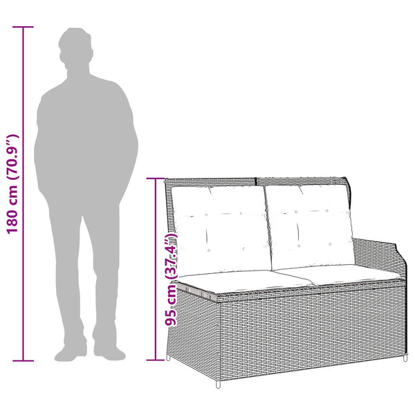 vidaXL Garden Bench with Cushions Beige and Grey Poly Rattan