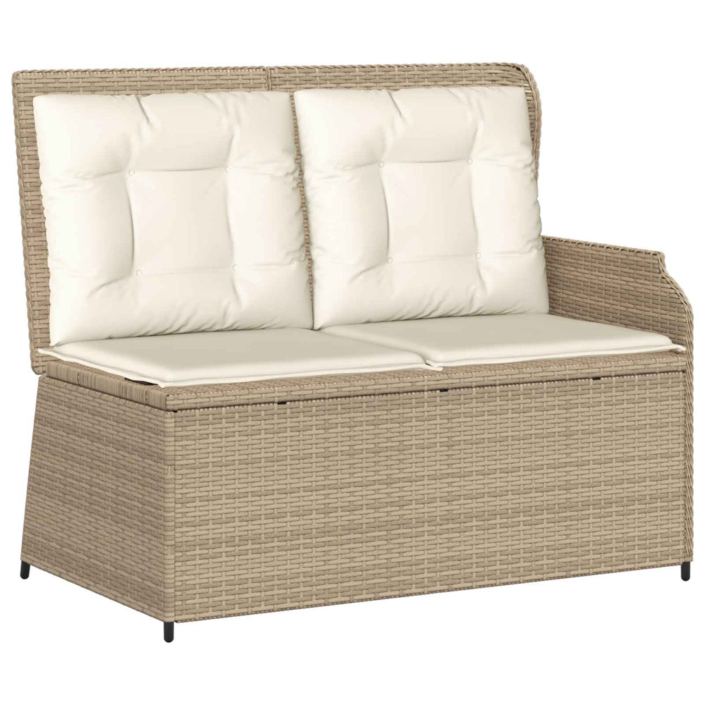 vidaXL Garden Bench with Cushions Black and Cream Poly Rattan
