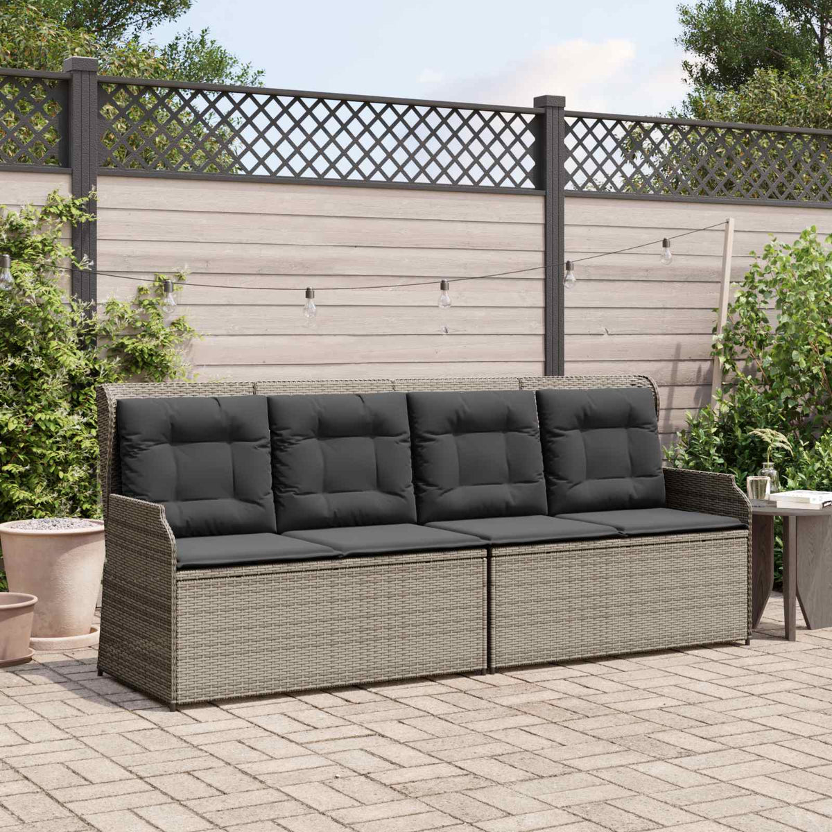 vidaXL Garden Bench Grey Poly Rattan