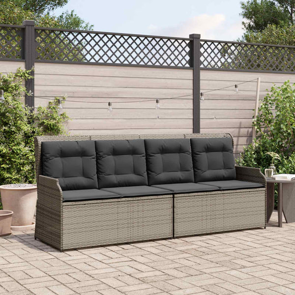 vidaXL Garden Bench Grey Poly Rattan