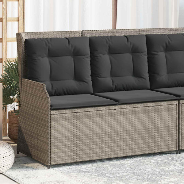 vidaXL Garden Bench Light Grey Poly Rattan