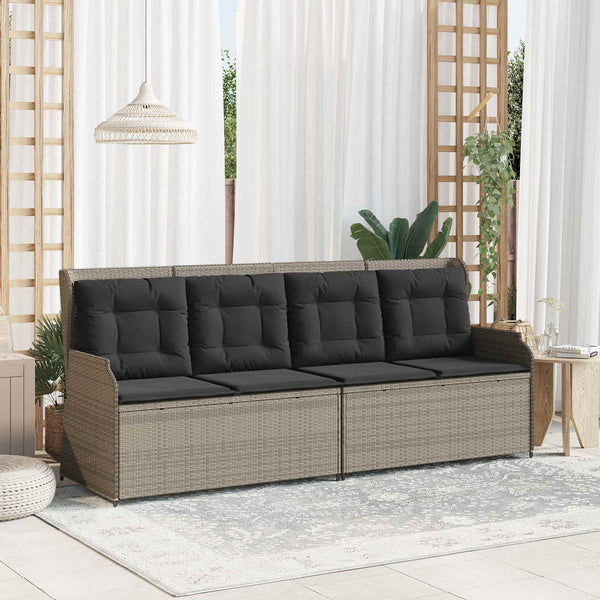 vidaXL Garden Bench Light Grey Poly Rattan