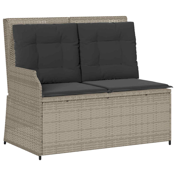 vidaXL Garden Bench Light Grey Poly Rattan