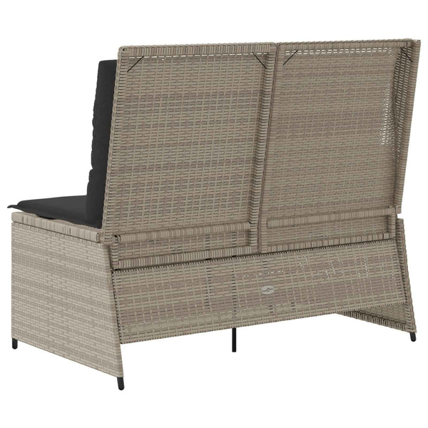 vidaXL Garden Bench Light Grey Poly Rattan