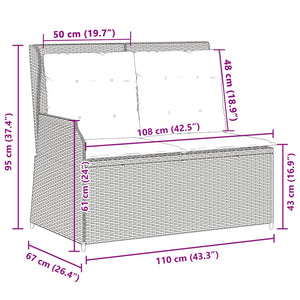 vidaXL Garden Bench Light Grey Poly Rattan