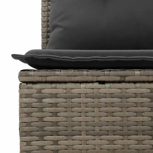 vidaXL Garden Sofa with Cushions Gray Poly Rattan