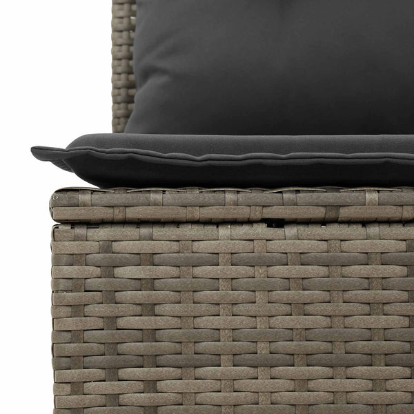 vidaXL Garden Sofa with Cushions Gray Poly Rattan