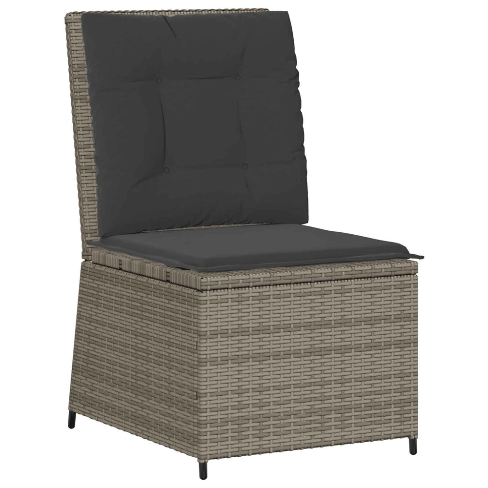 vidaXL Garden Sofa with Cushions Gray Poly Rattan