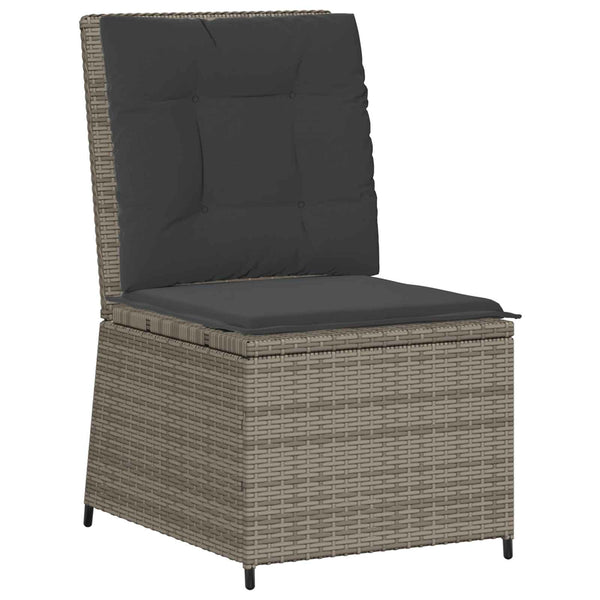 vidaXL Garden Sofa with Cushions Gray Poly Rattan