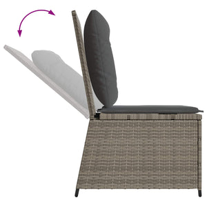 vidaXL Garden Sofa with Cushions Gray Poly Rattan