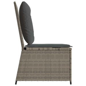 vidaXL Garden Sofa with Cushions Gray Poly Rattan