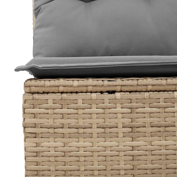 vidaXL Garden Sofa with Cushions Beige and Grey Poly Rattan