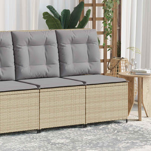 vidaXL Garden Sofa with Cushions Beige and Grey Poly Rattan