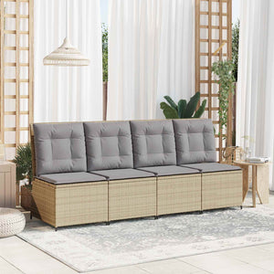 vidaXL Garden Sofa with Cushions Beige and Grey Poly Rattan