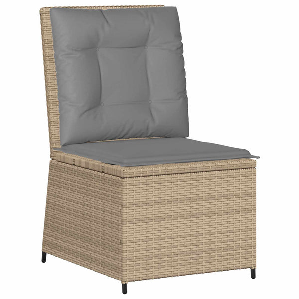 vidaXL Garden Sofa with Cushions Beige and Grey Poly Rattan