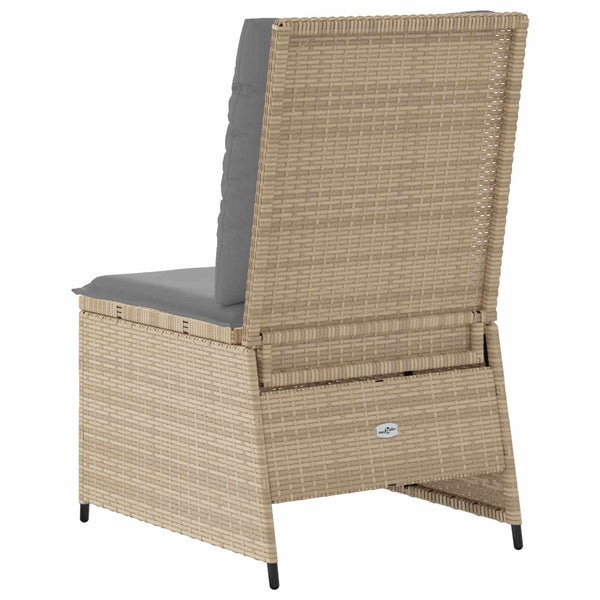 vidaXL Garden Sofa with Cushions Beige and Grey Poly Rattan