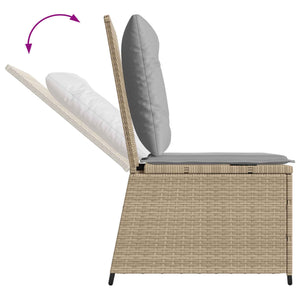 vidaXL Garden Sofa with Cushions Beige and Grey Poly Rattan