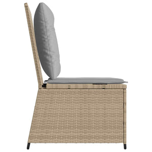vidaXL Garden Sofa with Cushions Beige and Grey Poly Rattan
