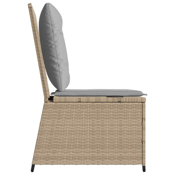 vidaXL Garden Sofa with Cushions Beige and Grey Poly Rattan