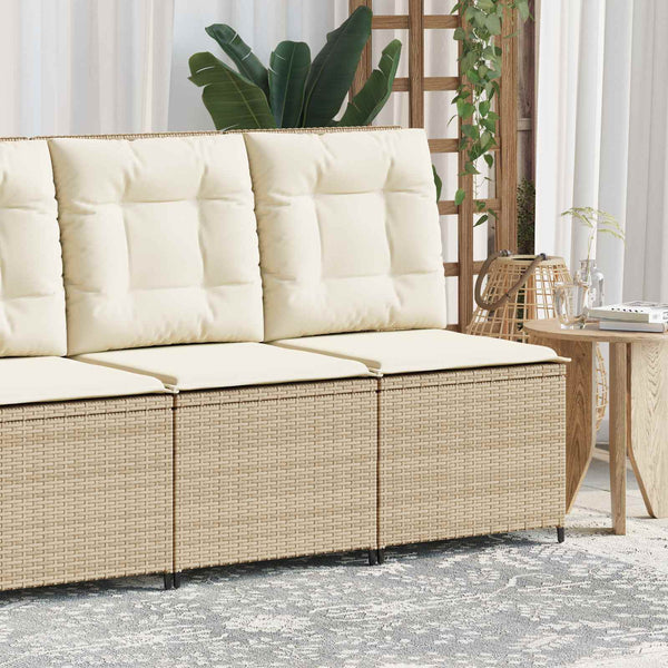 vidaXL Garden Sofa with Cushions Black and Cream White Poly Rattan