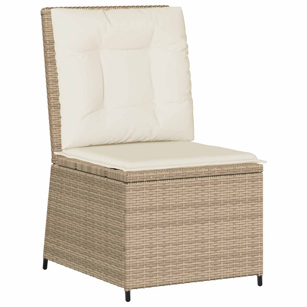 vidaXL Garden Sofa with Cushions Black and Cream White Poly Rattan