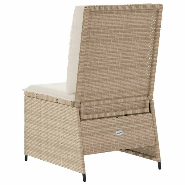vidaXL Garden Sofa with Cushions Black and Cream White Poly Rattan