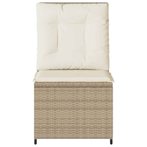 vidaXL Garden Sofa with Cushions Black and Cream White Poly Rattan