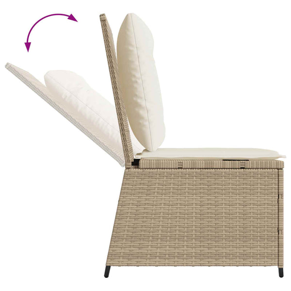 vidaXL Garden Sofa with Cushions Black and Cream White Poly Rattan