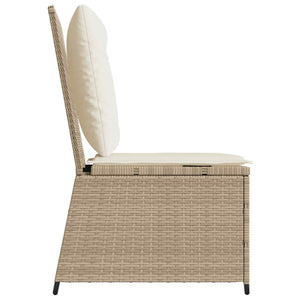 vidaXL Garden Sofa with Cushions Black and Cream White Poly Rattan