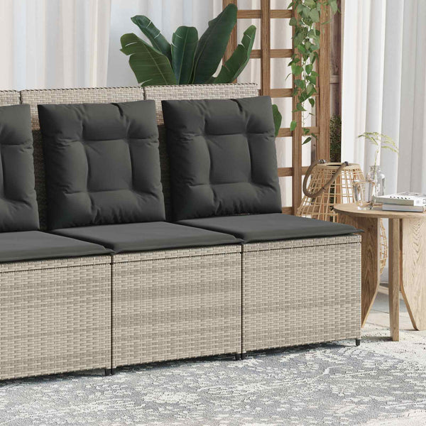 vidaXL Garden Sofa with Cushions Light Grey Poly Rattan